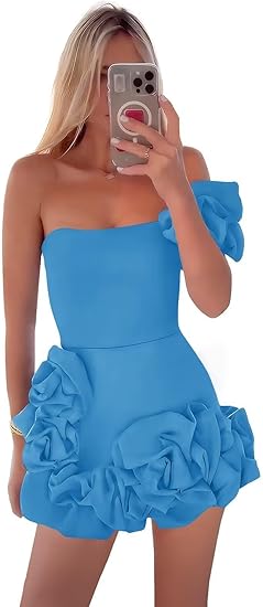Vestido feminino de verão com cintura pod, ombro único, bolsa no peito, saia quadril, moda casual, maxi vestido para mulheres
